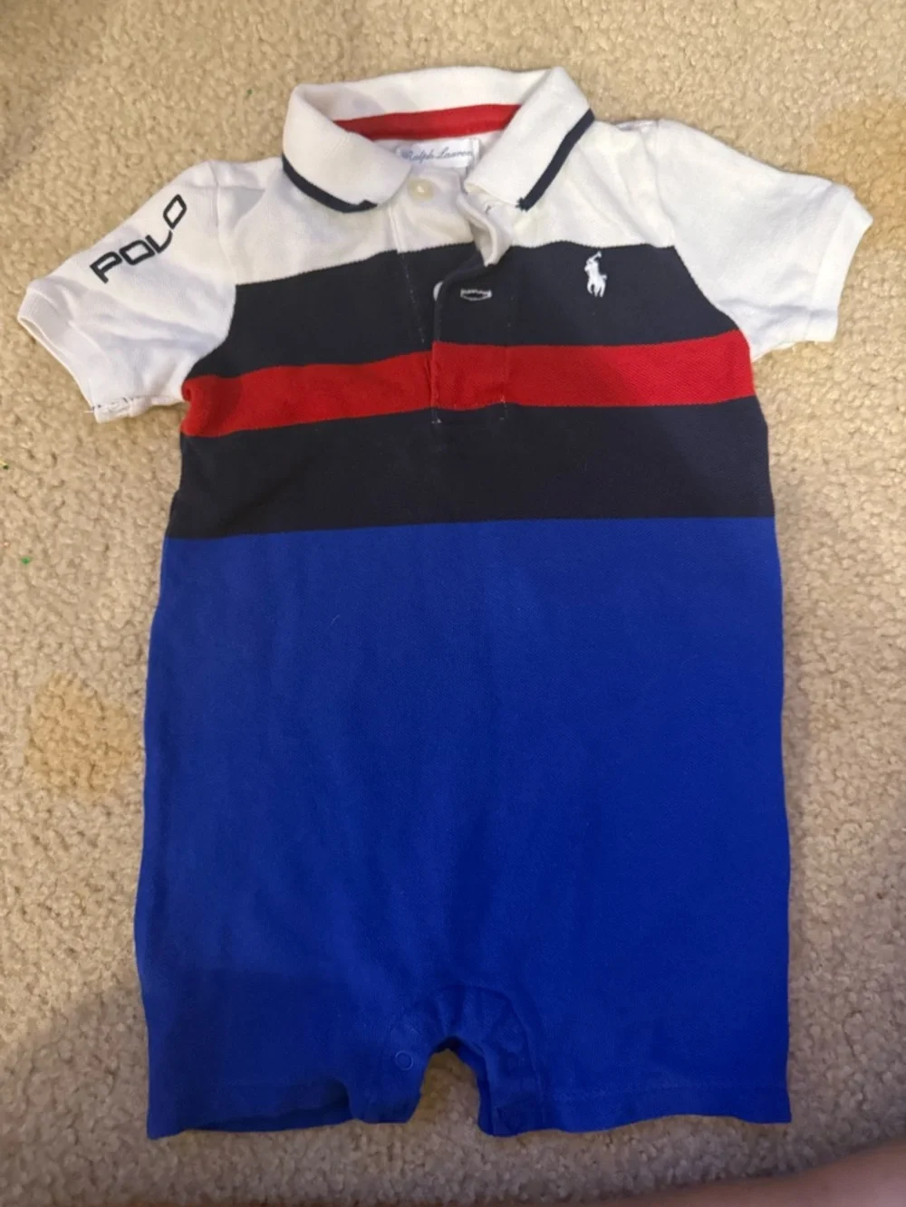 Ralph Lauren Polo Striped Blue & Red Kids One-Piece